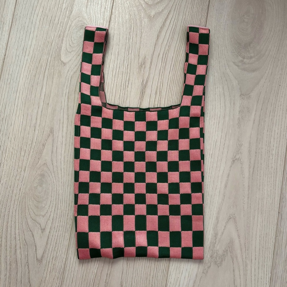 Checkered Pink and Green Tote Bag